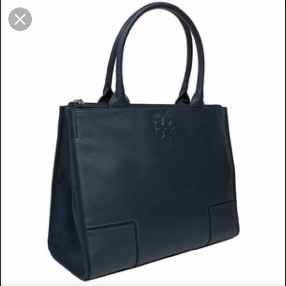 Tory Burch ELLA Leather/Canvas tote, Navy color - Picture 6 of 8